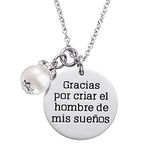 Mother of The Groom Gifts from Daughter in Law Gracias Por Criar El Hombre De Mis Suenos Necklaces Mother in Law Gift Spanish Necklace, Stainless Steel