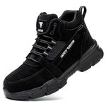 SROTER Steel Toe Cap Boots Men Women Work Boots Waterproof Safety Trainers Lightweight Safety Shoes Non-Slip, Black, 5.5 UK