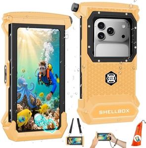100FT/30M Diving Phone Case, Full Touchscreen Underwater Housing for iPhone 17/16/15/14/13/12 Pro Max & Samsung Galaxy S24/S23/S22/S21, IPX8 Scuba Photo/Video Waterproof Case (Gen 5, Black Yellow)