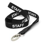 CKB LTD Black Staff LANYARDS Breakaway Safety Lanyard Neck Strap Swivel Metal Clip for ID Card Holder - Pull Quick Release Design Pack of 10