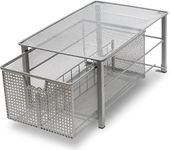 DecoBros Mesh Cabinet Basket Organizer, Silver (Large - 10.6 X 16 X 7.8)