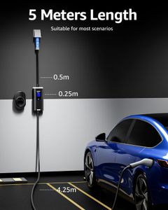 bokman 7kW Type 2 EV Charger – 5M Cable, Adjustable Current, IP65, LED Display