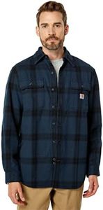 Carhartt Men's 105439 Loose Fit Heavyweight Flannel Long-Sleeve Plaid Shirt - X-Large Tall - Night Blue