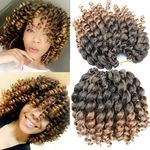 Crochet Braids Hair 2X Ringlet Wand Curl 3 Packs 8 inch Jamaican Twist Braiding Hair extension freetress crochet Hair (1B/27)