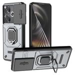 Glaxx Heavy Duty Armor Back Case Cover for Poco F6 5G - Magnetic Kickstand Ring with Camera Shutter Protection, Rugged Bumper Hard Back Cover for Poco F6 5G (PC & TPU|Silver)