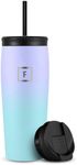 IRON °FLASK Nomad Tumbler - 470 ml, 2 Lids (Straw/Flip), Vacuum Insulated Stainless Steel Bottle, Double Walled, Thermo Coffee Travel Mug, Water Metal Canteen