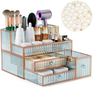 Youdepot Hair Tool Organizer,Makeup Organizer for Vanity,Tempered Glass Hair Dryer and Styling Holder,Bathroom Organizer.