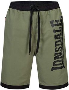 Lonsdale Clennell Pantaloncini da Spiaggia, Nero/Oliva, XXXL Uomo