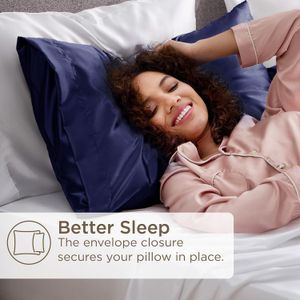 Bedsure Satin Pillowcase – Navy Blue, Soft Silky Pillow Cover