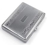 Victorian Style Classic Metallic Silver Color Double Sided King and 100s Cigarette Case Linear Pattern