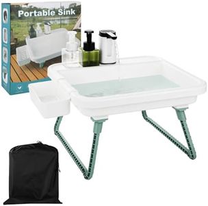 Portable Camping Sink with Electric Pump Faucet, Outdoor Handwashing Station with Stand and Drain Hose Kit, No Plumbing Setup for RV Travel, Camping Hygiene, Events, Backyard Use