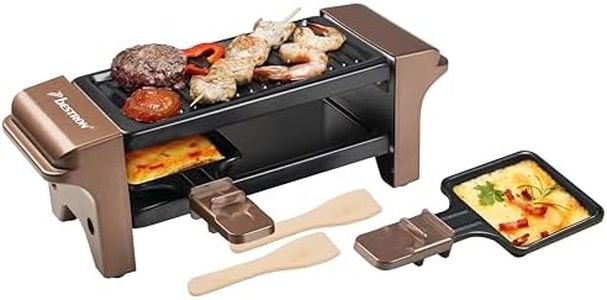 Bestron Raclette appliance, Mini Grill for 1 to 2 people, with 2 pans and 2 spatulas, with non-stick coating, 350 Watts, colour: Copper, Oar
