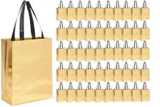 Evafly Gift Bags Reusable Non-Woven Shiny Metallic Laminated| Pack Of 50 Medium Size : L12xH13xW4 Inch) |Tote Bag, Shopping Bag with Handle Carry Bag for Wedding Return Gifts - Golden