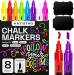 ARTISTRO Liquid Chalk Markers Pre-Activated, Liquid Chalk Markers Erasable Chalk Markers for Glass or First Day of School Sign, Chalkboard Markers with White Chalk for Kids & Adults (Fine Tip, 8)