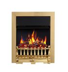 FlameKo Verona 16’’ Electric Fireplace Insert, Logs and Black Chips Included 2000W Heater, Brass Trim, Blenheim Fret, 9 Colour Flame Effect, Remote Control