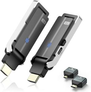 Wireless HDMI Transmitter and Receiver, Portable Wireless HDMI Extender 30M Range Plug and Play 2.4/5GHz Stream Video from PC to HDTV/Projector/Laptop/Camera No Apps and WiFi Required Black