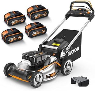 WORX WG761E Nitro Profi Akku Rasenmäher 80V (4x20V) - Kraftvoller Bürstenloser Motor - Radantrieb - 51cm Schnittbreite, 7 Schnitthöhen - Einhand-Schnitthöhenverstellung - mit 4x4Ah Akkus & Powerbank