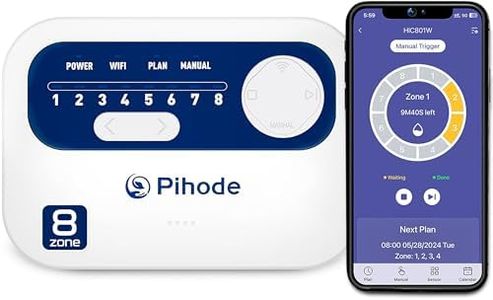Pihode 8 Zone Smart Sprinkler Controller, Local Weather Intelligence Automatic & App Remote Control, Customized Watering Schedule and Seasonal Adjustment WiFi Sprinkler Controller