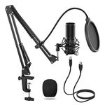 TONOR USB Microphone PC, Micro Kit Mic Bundle with Boom Arm Stand, Streaming Podcast Cardioid Condenser Computer Microfono for Recording Studio Singing Discord YouTube Video PS4/5 Gamer, Q9