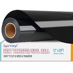 Heat Transfer Vinyl - Lya Vinyl 12" x 20ft Black Iron on Vinyl Roll for Cricut, Silhouette Cameo, Premium HTV for DIY Clothes, Bags, Shoes and Other Textiles