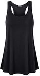 Cestyle Yoga Tanks for Women, Ladies Workout Tops Basic Round Neck Fitted Lightweight Stretchy Sport Athletic Gym Activewear Running Tshirts Black Small