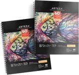 ARTEZA Mixed Media Sketchbook, 11 x 14 Inches, Pack of 2, 60 Sheets Each, Spiral-Bound Drawing Paper Pad for Wet and Dry Media