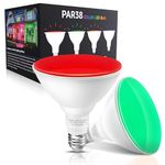 LEDERA LED Par38 Flood Red Light Bulb, Green Light Bulb, 15W Equivalent 150W E26 Base Red LED Lights, Green LED Lights, Christmas, Party, Home, Porch, Holiday Lighting, 2 Pack