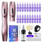 Mast Tattoo Maschine Kit P20 Wireless Rotary Tattoo Pen Machine Kit,2 pcs Wireless Chargeble Battery Power Supply with Digital Diplay 20pcs Tattoo Cartridges Needles