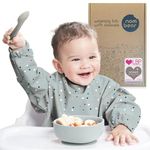 Nombear ® Baby Weaning Bib with Sleeves - Waterproof Baby Bibs for 6-12 Months for Baby Led Weaning, Coverall Bibs for Baby Feeding, Baby Bibs with Sleeves for Toddlers, Apron Bibs for Baby