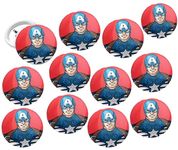 SHUDAUSHI® 12-Pcs Metal Pin Badges for Kids, Carton Theme Badges, Birthday Supplies, Return Gifts for Kids, Accessories, Party Items, Pin Badge Brooch for Kids Party Favor Return Gift (Captain-A)