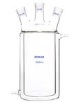 DONLAB CFL-5000 Glass 5000ml/5L 3-Neck Double Layer Flat Bottom Reaction Flask Jacketed Reactor, with Three 24/40 Ground Glass Joints