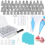 Leifyne Reusable Piping Bags & Nozzles Set, 100 Pcs Cake Decorating Kit Including Cake Scraper and Angled Spatula, Icing Piping Kit with Baking Accessories for Decorating Cakes Cupcakes Cookies