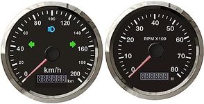 ELING Gauge Set 85mm Speedometer GPS 200km/h Speedo Gauge Tachometer 8000RPM with Red and Yellow Backlight 12V 24V for Auto Tractor Van Boat