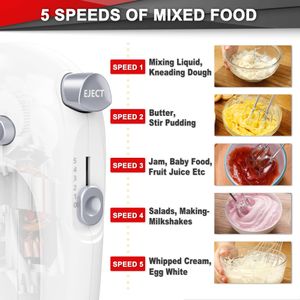 Lord Eagle Hand Mixer 400W – White Electric Kitchen Mixer