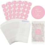 Tenare 50 Sets Wedding Confetti Bags Kit Include 50 Pieces 70 x 105 mm Wedding Confetti Glassine Bags Wedding Favor Bags and 50 Pieces Wedding Confetti Stickers for Wedding (Elegant Style)