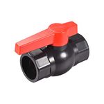 sourcing map Ball Valve, 40mm Slip PVC Socket End Valve T-Handle Water Shut-Off Valve for Irrigation and Water Treatment Dark Gray Red