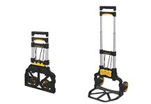 Stanley SXWT-FT501-SP, Folding Hand Truck with 60 kg Capacity, Polypropylene Portable Dolly Push Cart with Telescopic Handle and Foldable Wheels, Yellow and Black, (40 x 41 x 100 cm)