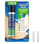 Grout Pen Black Tile Paint Marker: Waterproof Grout Paint, Tile Grout Colorant and Sealer Pen - Narrow 5mm, 2 Pack, Black