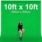 EMART Green Screen Backdrop, 10x10ft Photography Greenscreen Background for Streaming Zoom, Small Photo Muslin Green Chromakey Cloth Fabric Curtain with 4 Backdrop Clip