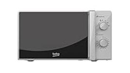 Beko MOC20100SFB Solo Microwave, Includes Auto-Defrost and 30 min Mechanical Timer, Silver Design, 20 L Capacity, 700 W Power