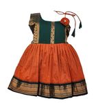 Amba Collection Boutique Girl's Traditional Ethnic Wear Kalyani Cotton Flower Knot Frock