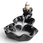 ROYALMAL Lotus Leaf Backflow Incense Burner Holder,Ceramic Incense Burner Handicraft Decoration Gift with 10pcs Free Burner Cones