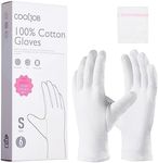 COOLJOB White Cotton Gloves for Women and Men, 6 Pairs Eczema Gloves with a Free Wash Bag, 100% Cotton Moisturising Protective Gloves for Dry Hands, Jewelry Inspection (6 Pairs, Size S)