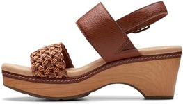 Clarks Women's Seannah Step Wedge Sandal, Tan Leather, 8