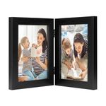 Golden State Art, 5x7 Double Hinged Picture Frame, Two Photo Folding Frames, for Wedding Family Pictures Collage (Black, Double, 5x7)