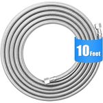 Refrigerator water line - 10 FT Premium Stainless Steel Braided Ice Maker Water Hose,Food grade PEX Inner Tube Fridge Water Line with 1/4" Fittings for Refrigerator Ice Maker