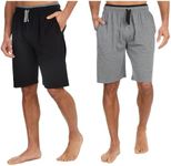 INSIGNIA Mens Twin Pack Pyjamas Cotton Lounge Shorts Bottoms (Black -Grey, L)