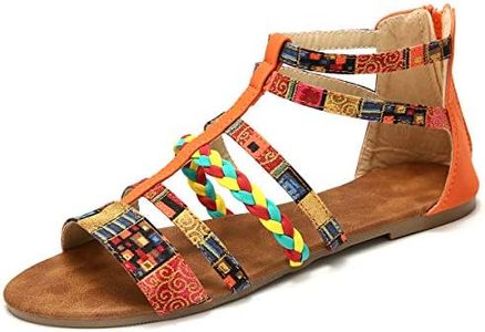 gracosy Flat Sandals for Women, Wedges Sandals Gladiator Summer Dress Sandals Ankle Slippers Woven Straps Shoes Flip Flop Thong
