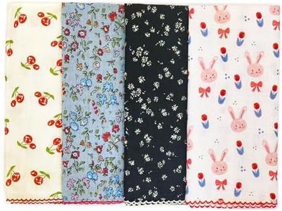 APIGANIZ 4 Pcs 21"x21" Cotton Bandana for Women, Super Soft Puckered (Bubble) Fabric, Neck Scarf for Women, All-Occasion Gift - Q03