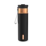 Contigo DualSip Insulated Stainless Steel Water Bottle with 2-Way Lid and Carrying Strap, 24 oz (710 ml), Licorice Bronze